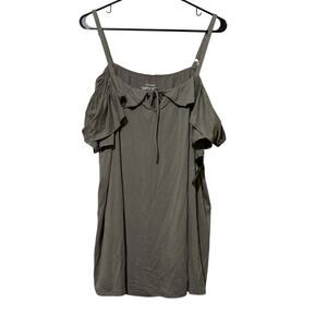 NWT Torrid Plus Size 2 (18/20) Heather Gray Cold Shoulder Top‎ Ruffles Feminine